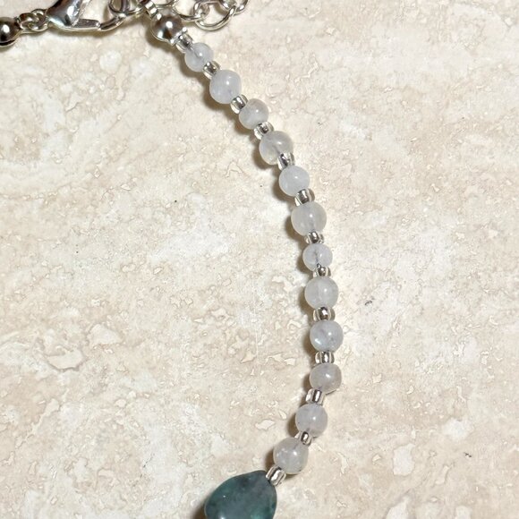 Genuine Natural Gemstone Apatite Rainbow Moonstone Bracelet, Dainty & Elegant - Picture 5 of 14